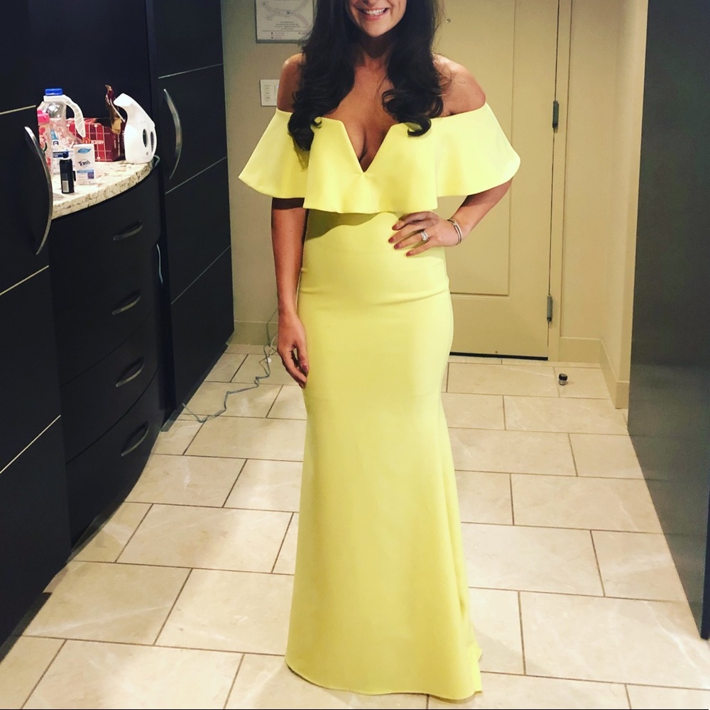 Yellow Formal Off shoulder gown